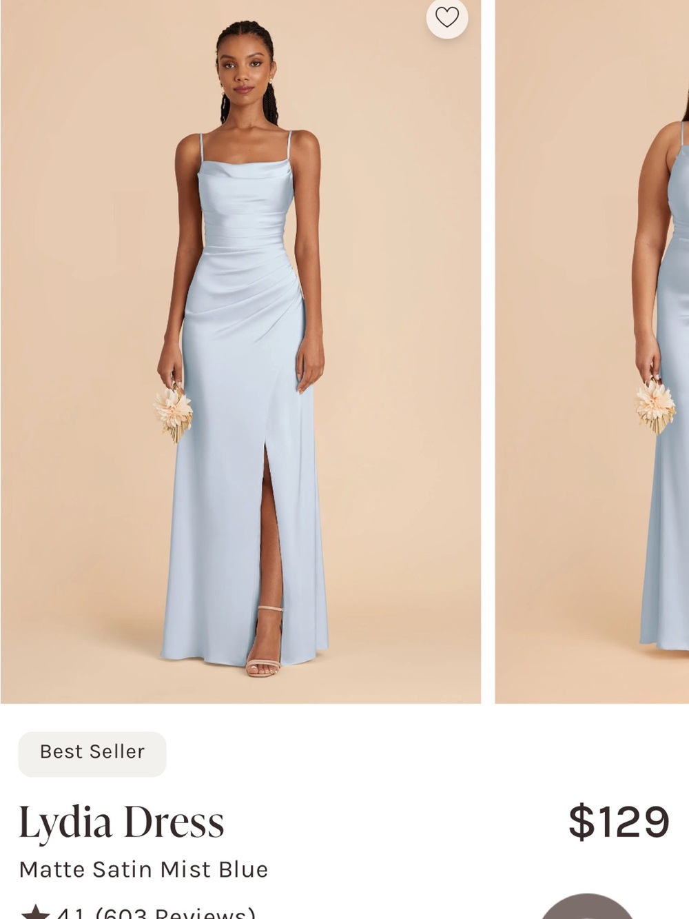Birdy Grey Matte Satin Dress in Mist Blue